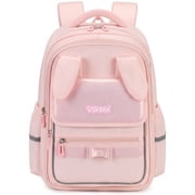 Girls School Backpack Lightweight Water-Repellent Bookbag with 3D Bunny Ears,School Bag with Reflective Stripes