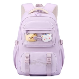 Girls School Backpack Lightweight Waterproof Laptop Backpack for Teen Girls, Large Casual Bookbag with Cute Ornament for Elementary Middle School Purple
