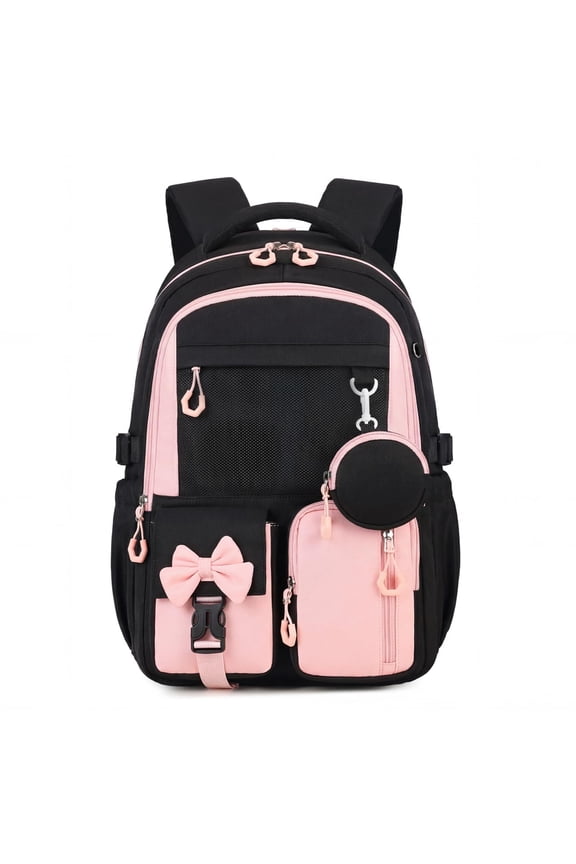 Girls School Backpack Waterproof Lightweight Bookbag with Reflective Straps & Trolley Strap for Grades 3-7, Blue