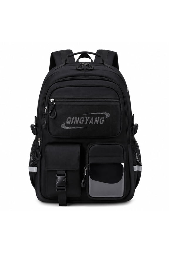 Boys School Backpack for Ages 10-22, Waterproof Laptop Bookbag Large Daypack with Reflective Strips for Middle High School College, Black