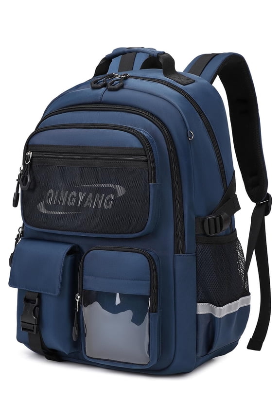 Boys School Backpack for Ages 10-22, Waterproof Laptop Bookbag Large Daypack with Reflective Strips for Middle High School College, Blue