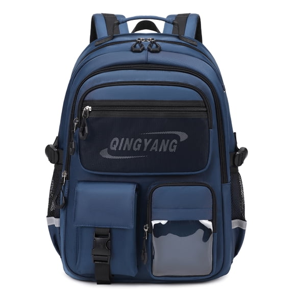 Boys School Backpack for Ages 10-22, Waterproof Laptop Bookbag Large Daypack with Reflective Strips for Middle High School College, Blue