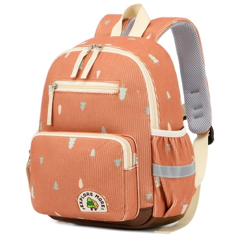Toddler Backpack for Girls Boys Ages 2-6, Lightweight Preschool Daypack with Reflective 360° Visibility Easy-Clean PU Bottom, Brown Christmas Tree