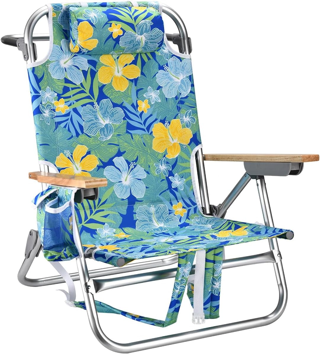 Backpack Beach Chairs for Adults Capacity 300 LBS Low 5 Position Beach