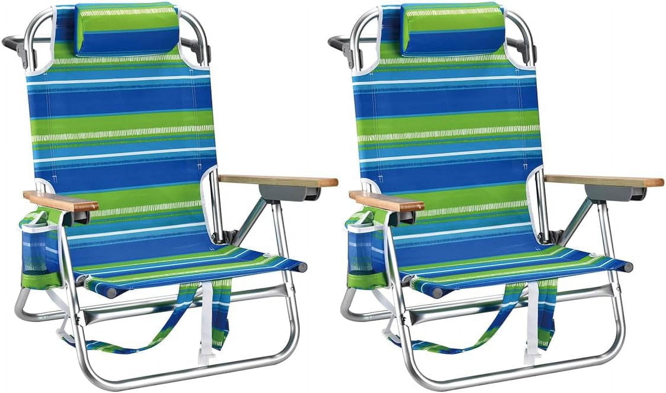 Backpack Beach Chairs for Adults Capacity 300 LBS Low 5 Position Beach ...