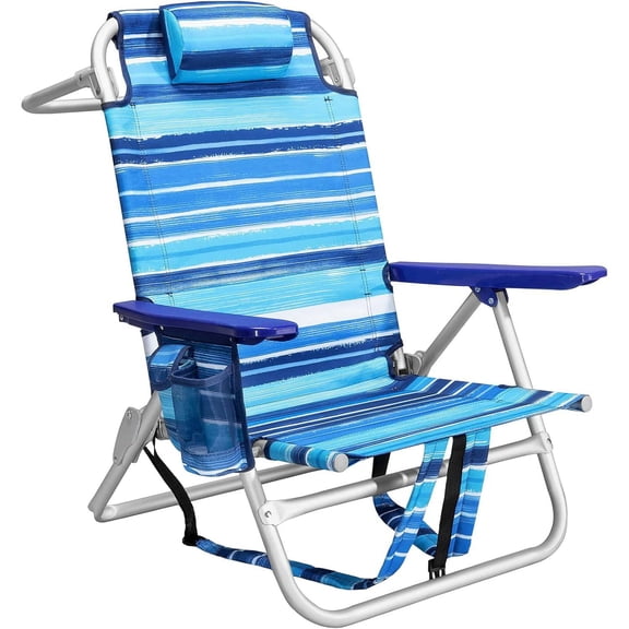 Backpack Beach Chairs for Adults - Folding Heavy Duty Camping Chair with Storage Pouch, Cup Holder & Towel Rack, Lightweight & Adjustable Lounge Chair for Outdoor,Travel