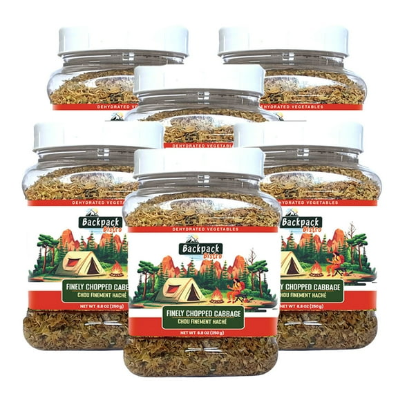 Backpack Bistro | PACK of 6 Dehydrated Finely Chopped Cabbage 8.8 oz (250 g) | Ideal for Everyday, Camping Food, Emergency & Backpacking Meals | Soups, Salads , Noodles, Stir-Fries
