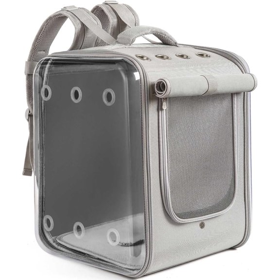 Backpack Carrier Large Pet Backpack Carrier, 17lbs Load-Bearing Ventilated Design Backpack Carrier for Small Dogs, Sturdy Bubble Backpack for Travel, Hiking & Outdoor Use, Grey