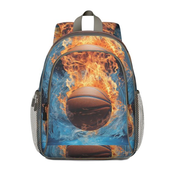 Backpack with a Classic Basketball and Hoop Print Offers Large Capacity, Smooth Zippers and Reliable Water Resistant Protection for Weekend Travel, Outdoor Activities and Shopping