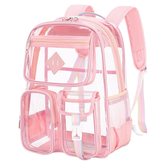 Backpack | Clear Backpack for Pvc Transparent Bookbag for Stadium Approved See Through Backpack, Cxui Clear Backpack Pink