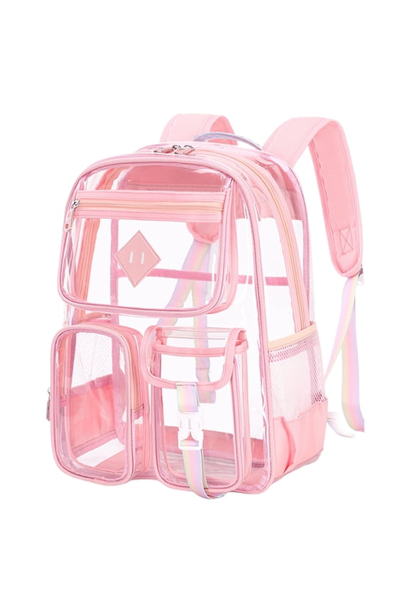 Backpack | Clear Backpack for Pvc Transparent Bookbag for Stadium Approved See Through Backpack, Cxui Clear Backpack Pink