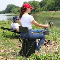 Backpack Cooler Chair with Backrest - Compact Folding Camping Stool for Hiking, Fishing, and Outdoor Activities