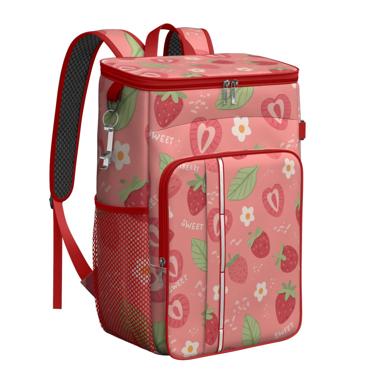 Backpack Cooler,Insulated Backpack Insulated Leak Proof Travel Cooler Bag Waterproof Lunch Picnic Beach Work Trip Thermal Bag Drink Beverage Beer Bag Cooler Strawberry