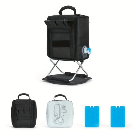 Hailcool 37 Qt Hard Sided Backpack Cooler with Collapsible Support Stand, Black