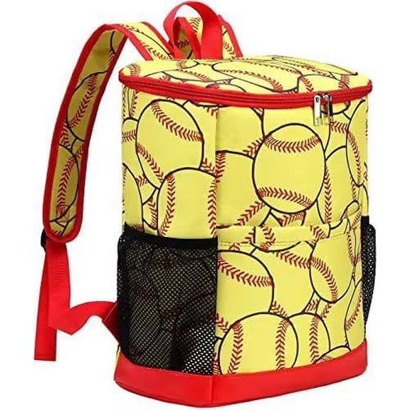 Backpack Cooler Insulated, Softball Cooler, Soft Lightweight Portable Large Capacity, Side Pockets; Great for Softball Games, Tailgating, Camping, Hiking, Lake, Picnic, Tournaments, Gifts, Coach