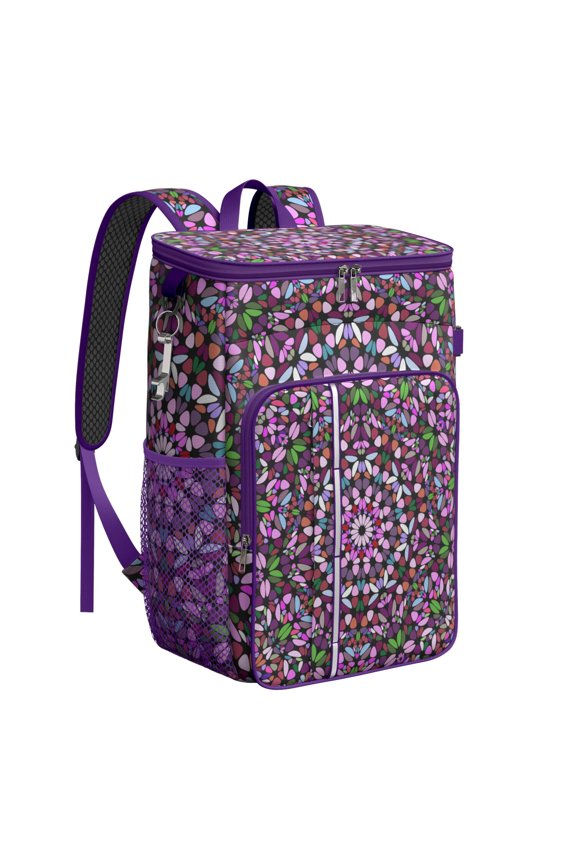 Backpack Cooler Mandala Zen Spiritual Style, Leak-Proof Insulated Cooler Bag, Colorful Trippy Ornament Pattern for Hiking Lunch Beach Picnic Travel