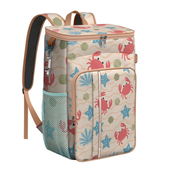 Backpack Cooler,Soft Backpack Coolers Insulated Leak Proof Travel Cooler Bag Waterproof Lunch Picnic Beach Work Trip Thermal Bag Drink Beverage Beer Bag Cooler Marine Adorable Crab