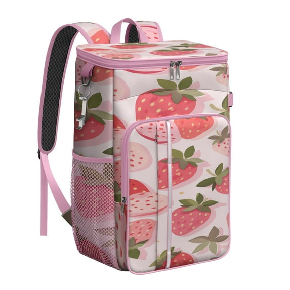 Backpack Cooler,Soft Backpack Coolers Insulated Leak Proof Travel Cooler Bag Waterproof Lunch Picnic Beach Work Trip Thermal Bag Drink Beverage Beer Bag Cooler Strawberry