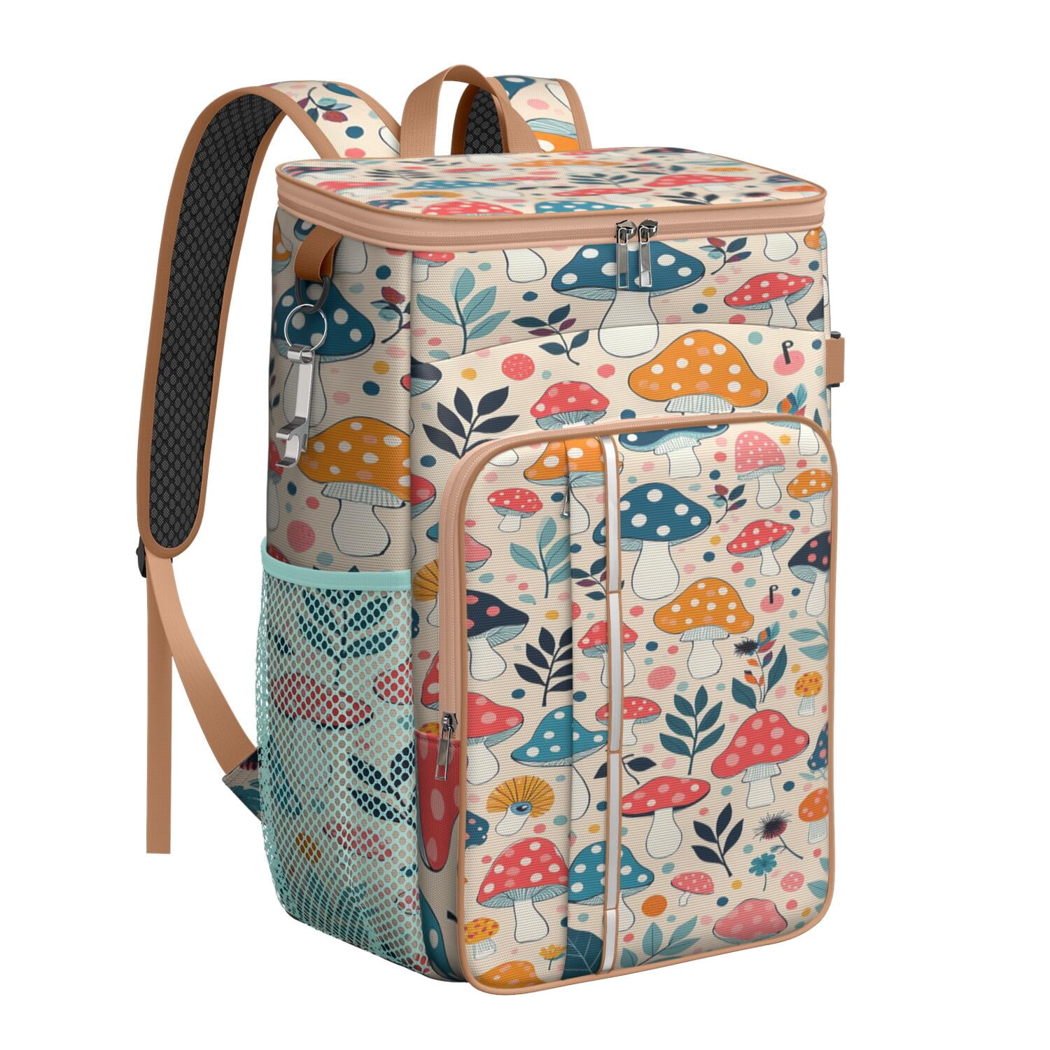 Backpack Cooler,Soft Backpack Coolers Insulated Leak Proof Travel Cooler Bag Waterproof Lunch Picnic Beach Work Trip Thermal Bag Drink Beverage Beer Bag Cooler Mushroom