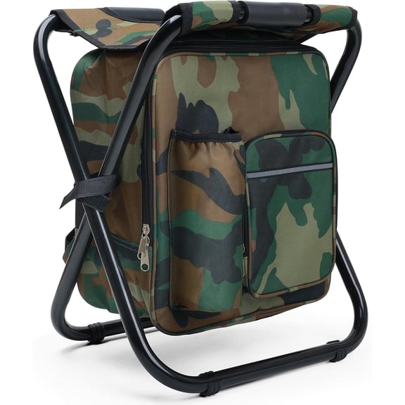 HOQUSA Cooler Stool Adjustable Height Camping Chairs, Green Camouflage