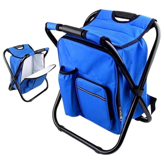 HOQUSA Backpack Cooler Stool Adjustable Height Camping Chairs, Blue
