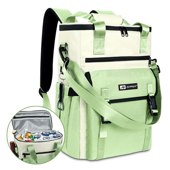 Backpack Cooler for Women, IC ICLOVER 35 Cans Waterproof & Leakproof Insulated Cooler Backpack, Soft Thermal Bag for Travel Beach Cooler pack, Green