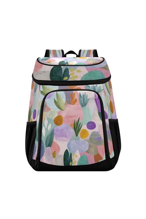 Backpack Cooler lunch bag 36 Can Capacity Insulated Bag for Camping, Beach, Hiking & Travel Abstract Shapes and Forms Pattern