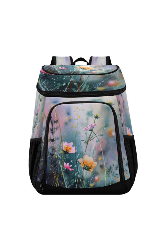 Backpack Cooler lunch bag 36 Can Capacity Insulated Bag for Camping, Beach, Hiking & Travel Abstract Wildflowers