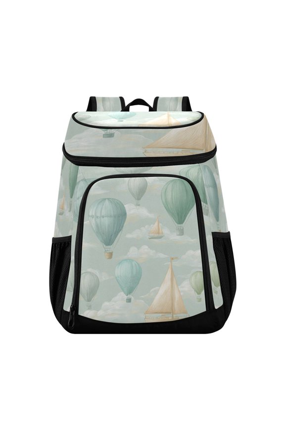 Backpack Cooler lunch bag 36 Can Capacity Insulated Bag for Camping, Beach, Hiking & Travel Balloon and Sailboat