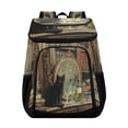 thumbnail image 1 of Backpack Cooler lunch bag 36 Can Capacity Insulated Bag for Camping, Beach, Hiking & Travel Black Cat with Green Eyes, 1 of 7