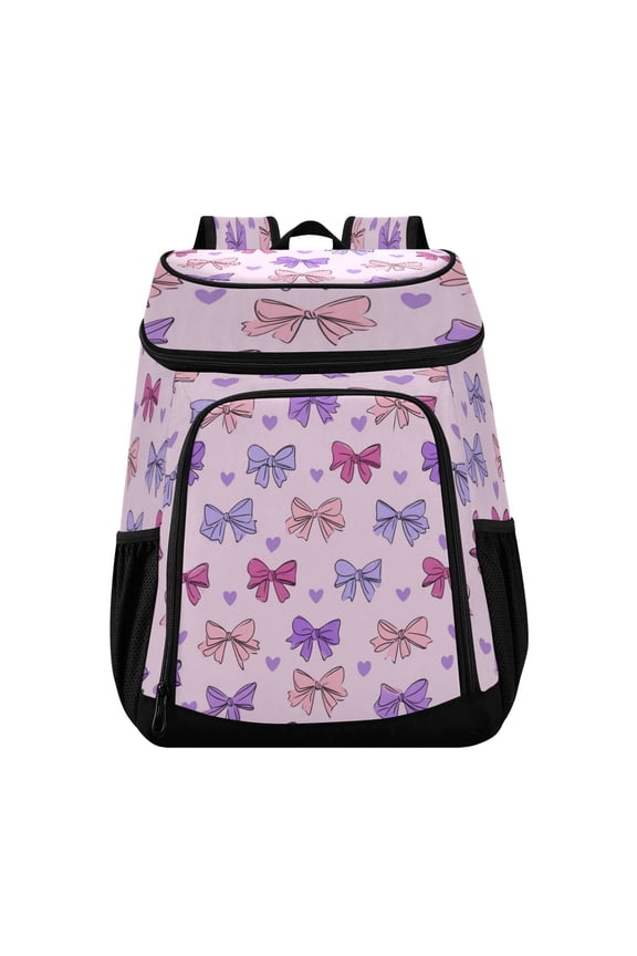 Backpack Cooler lunch bag 36 Can Capacity Insulated Bag for Camping, Beach, Hiking & Travel Bows and Heart Pattern