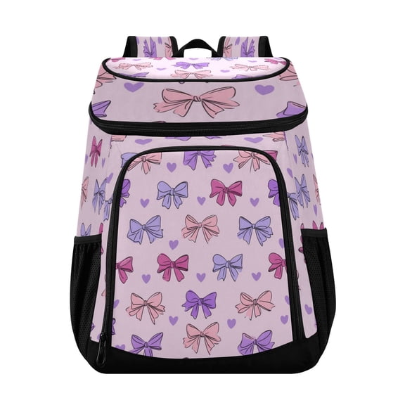 Backpack Cooler lunch bag 36 Can Capacity Insulated Bag for Camping, Beach, Hiking & Travel Bows and Heart Pattern