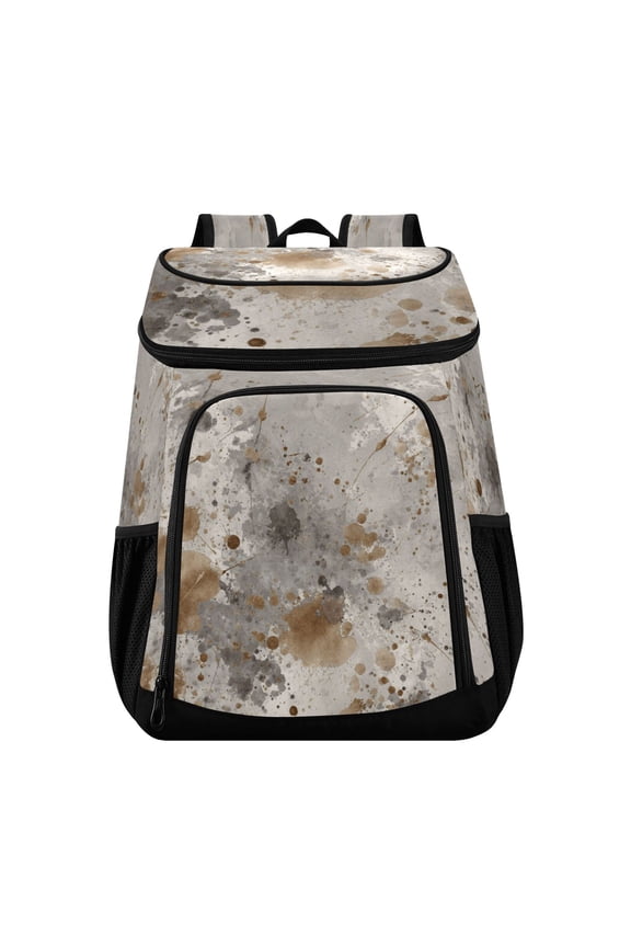 Backpack Cooler lunch bag 36 Can Capacity Insulated Bag for Camping, Beach, Hiking & Travel Brown Paint Splatters Pattern
