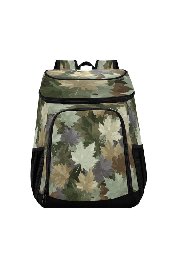 Backpack Cooler lunch bag 36 Can Capacity Insulated Bag for Camping, Beach, Hiking & Travel Camouflage Maple Leaves