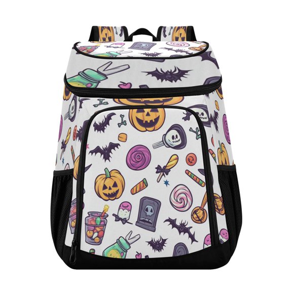 Backpack Cooler lunch bag 36 Can Capacity Insulated Bag for Camping, Beach, Hiking & Travel Cartonn Halloween-themed Icons