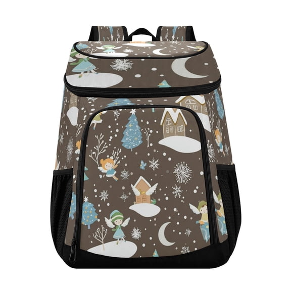 Backpack Cooler lunch bag 36 Can Capacity Insulated Bag for Camping, Beach, Hiking & Travel Cartoon Christmas-themed Pattern