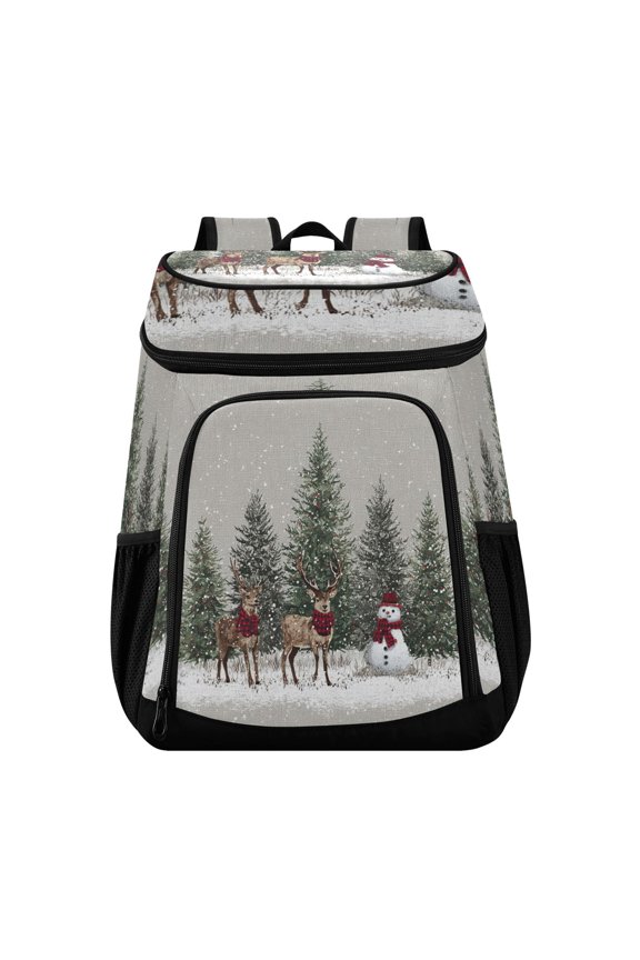 Backpack Cooler lunch bag 36 Can Capacity Insulated Bag for Camping, Beach, Hiking & Travel Christmas Deer and Snowmen