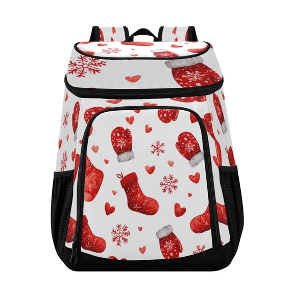Backpack Cooler lunch bag 36 Can Capacity Insulated Bag for Camping, Beach, Hiking & Travel Christmas Socks and Gloves Pattern
