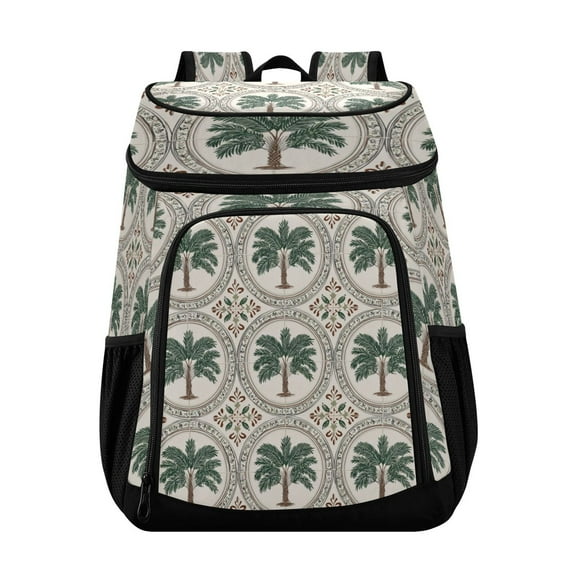 Backpack Cooler lunch bag 36 Can Capacity Insulated Bag for Camping, Beach, Hiking & Travel Circular Palm Tree Motifs