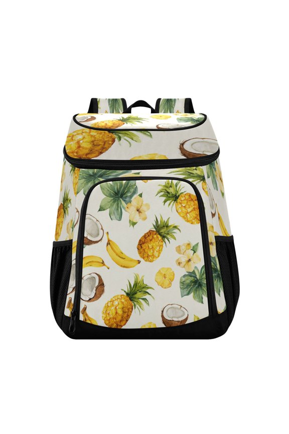 Backpack Cooler lunch bag 36 Can Capacity Insulated Bag for Camping, Beach, Hiking & Travel Coconuts and Pineapples Pattern