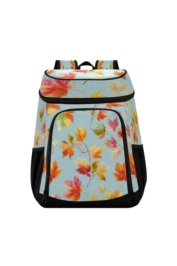 Backpack Cooler lunch bag 36 Can Capacity Insulated Bag for Camping, Beach, Hiking & Travel Colorful Autumn Maple Leaves