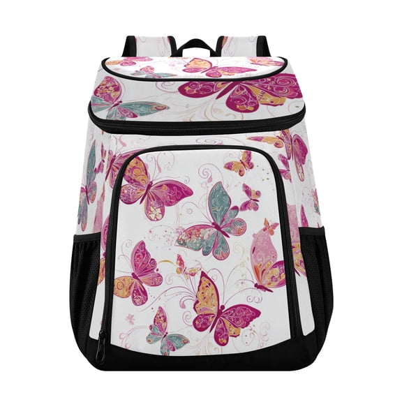 Backpack Cooler lunch bag 36 Can Capacity Insulated Bag for Camping, Beach, Hiking & Travel Colorful Butterflies