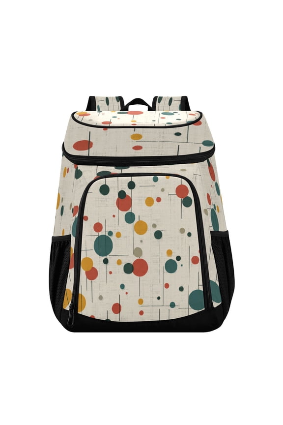 Backpack Cooler lunch bag 36 Can Capacity Insulated Bag for Camping, Beach, Hiking & Travel Colorful Dots and Lines
