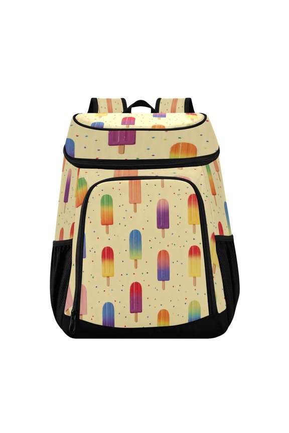 Backpack Cooler lunch bag 36 Can Capacity Insulated Bag for Camping, Beach, Hiking & Travel Colorful Popsicles Pattern