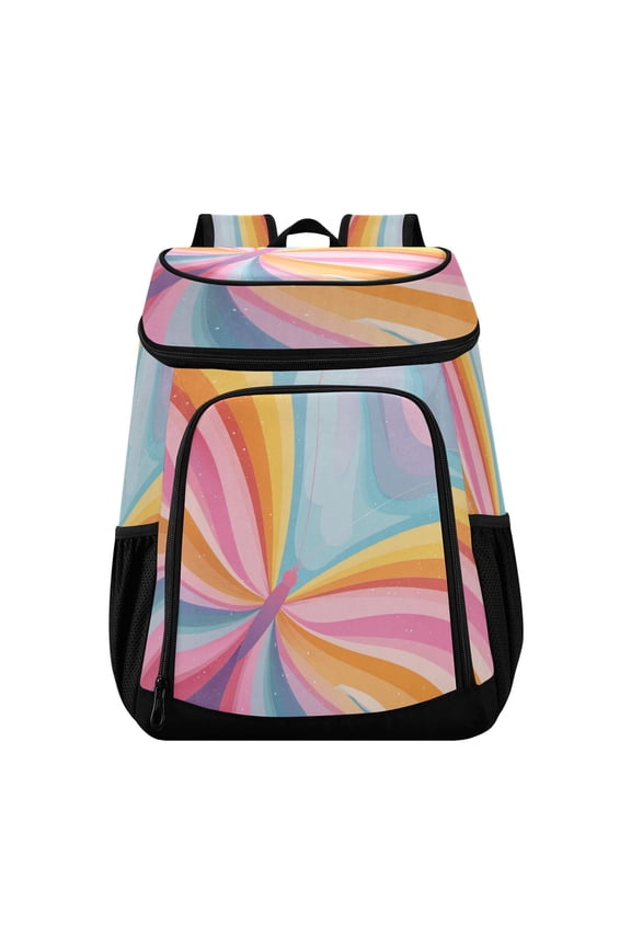 Backpack Cooler lunch bag 36 Can Capacity Insulated Bag for Camping, Beach, Hiking & Travel Colorful Rainbow Butterfly