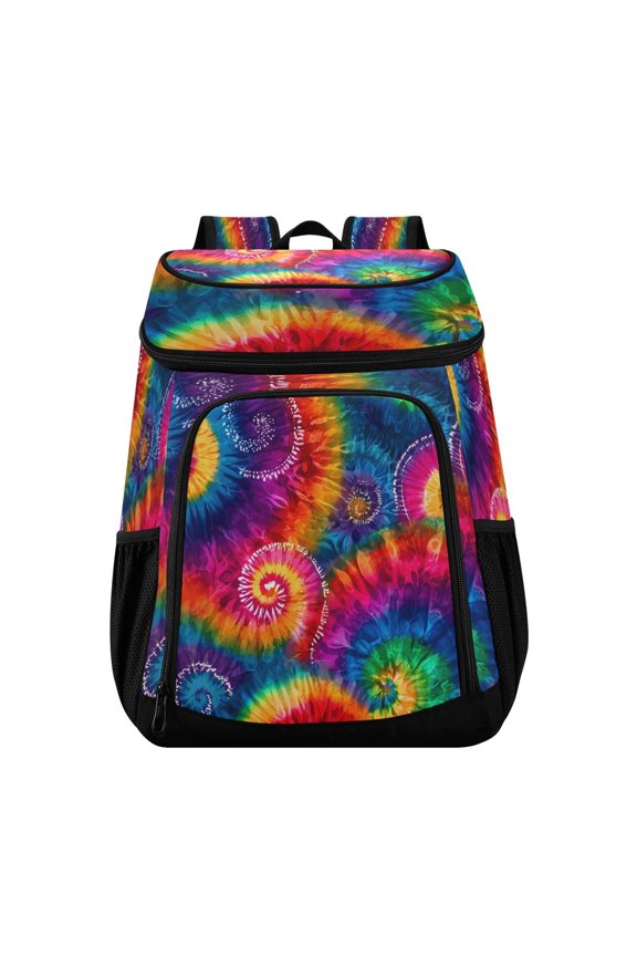 Backpack Cooler lunch bag 36 Can Capacity Insulated Bag for Camping, Beach, Hiking & Travel Colorful Tie-dye with Swirling
