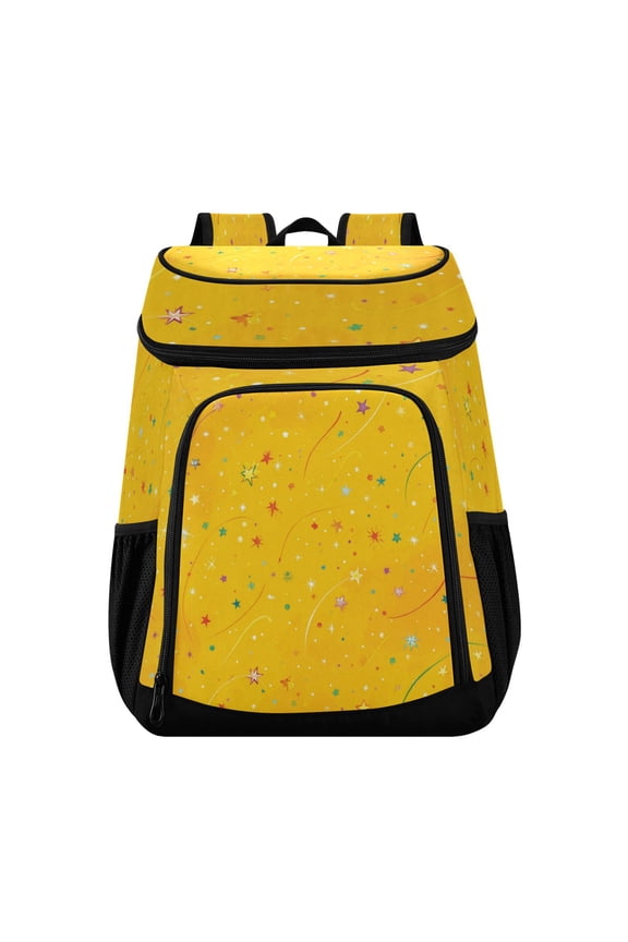 Backpack Cooler lunch bag 36 Can Capacity Insulated Bag for Camping, Beach, Hiking & Travel Confetti and Stars Scattered