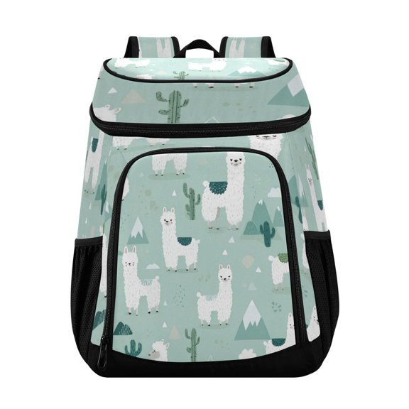 Backpack Cooler lunch bag 36 Can Capacity Insulated Bag for Camping, Beach, Hiking & Travel Cute Cartoon Llama Pattern