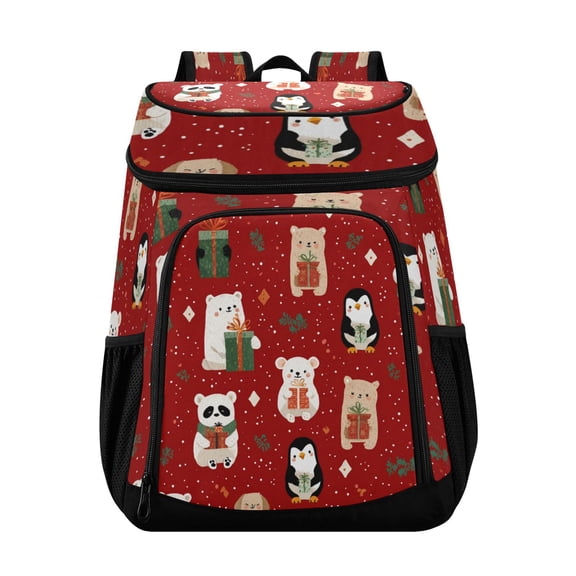Backpack Cooler lunch bag 36 Can Capacity Insulated Bag for Camping, Beach, Hiking & Travel Cute Christmas Animals