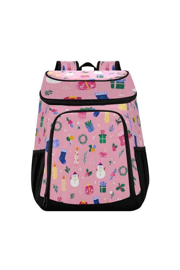 Backpack Cooler lunch bag 36 Can Capacity Insulated Bag for Camping, Beach, Hiking & Travel Cute Christmas Element